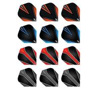 RED DRAGON Hardcore Pack de sélection Noir V Extra Épais Standard Fléchettes Dart Flights - 4 Jeux par Paquet (12 Vols au Total)