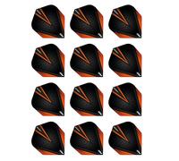 RED DRAGON Hardcore Radical Noir et Orange Extra Épais Standard Fléchettes Dart Flights - 4 Sets per Pack (12 Dart Flights in Total)