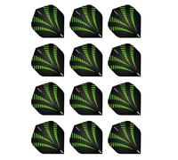 RED DRAGON Hardcore Radical Noir et Vert Burst Extra Épais Standard Fléchettes Dart Flights - 4 Sets per Pack (12 Dart Flights in Total)