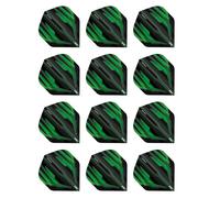 RED DRAGON Hardcore Radical Noir et Vert Extra Épais Standard Fléchettes Dart Flights - 4 Jeux par Paquet (12 Vols au Total)