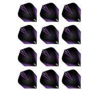 RED DRAGON Hardcore Radical Noir et Violet Extra Épais Standard Fléchettes Dart Flights - 4 Sets per Pack (12 Dart Flights in Total)