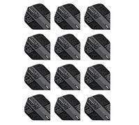 RED DRAGON Hardcore XT Black and Grey Dart Flights - 4 Sets par Paquet (12 Vols de fléchettes au Total)