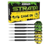 RED DRAGON Jeu de fléchettes Strata Game on - Fléchettes à Pointe en Acier Noir de 20 grammes avec Vols et tiges (tiges)
