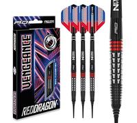 RED DRAGON Jeu de fléchettes Vengeance Red 20 g en tungstène de qualité supérieure avec ailettes et tiges