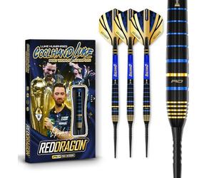 RED DRAGON Luke Humphries TX4 Flechette Pointe Acier- Ensemble de Fléchettes Tungstène 24 g Premium - Pointe Acier, Barrels Professionnels, Plumes & Tiges Nitro-Tech-90 % Tungstène,