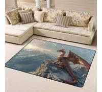 Red Dragon Mountain Tapis doux lavable pour salon, chambre à coucher, salon - 160 x 121 cm