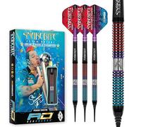 RED DRAGON Peter Snakebite Wright Spirit Jeu de fléchettes en tungstène Softip Premium de 18 grammes avec ailettes et tiges