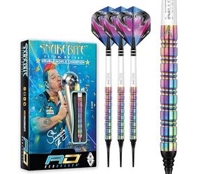 RED DRAGON Peter Wright Snakebite 1: 16g Barrel, 18g Full Weight Softip Tungsten Darts with Flights & Stems