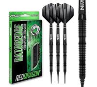 RED DRAGON Razor Edge Extreme Jeu de fléchettes Professionnelles en tungstène Softip 18 grammes avec ailettes et tiges