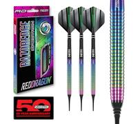 RED DRAGON Razor Edge Spectron Fléchettes en tungstène Softip 18 grammes avec ailettes et tiges