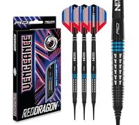 RED DRAGON Vengeance Blue Jeu de fléchettes à pointe souple en tungstène de qualité supérieure avec ailettes et tiges 20 g