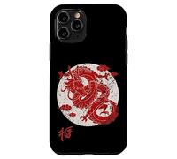 Red Dragon White Rising Sun Chinese Strength Symbol Coque pour iPhone 11 Pro