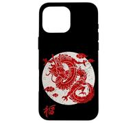 Red Dragon White Rising Sun Chinese Strength Symbol Coque pour iPhone 16 Pro Max