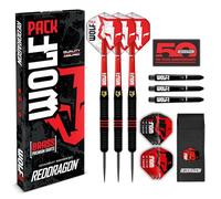 RED DRAGON Wolf Pack Jeu de fléchettes à Pointe en Acier de 20 g avec ailettes et tiges (tiges)