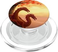 Red Dragons Cell Phone Grip Holder Popper Fall Book Dragon PopSockets PopGrip pour MagSafe