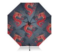 Red Dragons Clouds Parapluie de voyage coupe-vent léger, portable et automatique pour femme, parapluies de voyage pour la pluie, le vent et le soleil