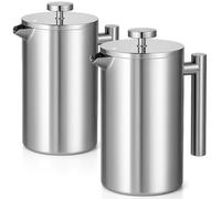 Red Ember Cafetière à piston en acier inoxydable de 1 L - Cafetière isotherme à double paroi, incassable et antirouille avec filtre à 3 couches pour une infusion lisse et riche - Maison, camping et