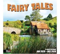 RED EMBER Calendrier mural 2026 contes de fées 12 mois | 30,5 x 61 cm ouvert | Papier épais et robuste | Cadeau | Calendrier 2026