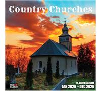 RED EMBER Calendrier mural 2026 Country Churches 12 mois | 30,5 x 61 cm ouvert | Papier épais et robuste | Cadeau | Calendrier 2026