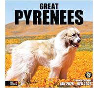 RED EMBER Calendrier mural 2026 Great Pyrénées 12 mois | 30,5 x 61 cm ouvert | Papier épais et robuste | Cadeau | Calendrier 2026