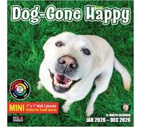 RED EMBER Dog-Gone Happy Mini calendrier mural 2026 12 mois | 17,8 x 35,6 cm ouvert | Papier épais et robuste | Cadeau | Calendrier 2026