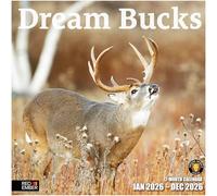 RED EMBER Dream Bucks Calendrier mural 2026 12 mois | 30,5 x 61 cm ouvert | Papier épais et robuste | Cadeau | Calendrier 2026
