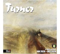 RED EMBER J.M.W. Turner Calendrier mural 2026 12 mois | 30,5 x 61 cm ouvert | Papier épais et robuste | Cadeau | Calendrier 2026