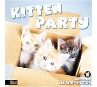 RED EMBER Kitten Party Calendrier mural 2026 12 mois | 30,5 x 61 cm ouvert | Papier épais et robuste | Cadeau | Calendrier 2026