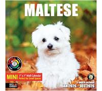 RED EMBER Mini calendrier mural maltais 2026 12 mois | 17,8 x 35,6 cm ouvert | Papier épais et robuste | Cadeau | Calendrier 2026