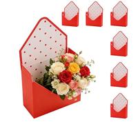 Red Envelope Box, Valentines Day Envelope Gift Box - 3/7 PCS Envelopes Boxes Red for Flower Bouquets, Romantic Handbag Design for Wedding, Proposal, Anniversary & Valentine's Day Gift (7pcs)