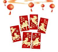 Red Envelopes - 2026 Year of the Horse Gold Foil Embossed, Lunar New Year Envelope Set with Festive Design, Holiday Accessory, Decorative Red Packets for Marriage, Spring Festival, Weddings