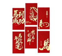 Red Envelopes for Money - Traditional Gift Packets for Weddings Lunar New Year | Premium Paper with Gold Foil Designs, Decorative Cash Holder, Party Favor Accessories for Holidays 6.49x3.54in