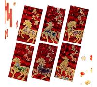 Red Enveloppes Chinoises,6 Pièces Enveloppes Traditionnelles en Relief 3D et Pailletées, Rouges Chinoises Pour Argent | Cadeau pour Adultes Famille Fille Garçon Ados Parents
