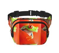 Red Eyes Tree Frogs Unisexe Taille réglable Carré Double Couche Sac banane pour activités de plein air Voyage, Course à Pied Randonnée, Noir , Taille unique