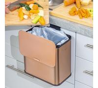 RED FACTOR Poubelle Compost INOX à Suspendre avec Couvercle Filtrant - 5L sans Odeur, Seau à Déchets de Cuisine pour Porte de Placard, Plan de Travail ou sous Évier (Cuivre)