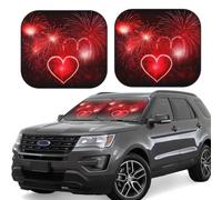 Red Fireworks - Lot de 2 pare-soleil pliables pour pare-brise avant de voiture pour le soleil, la chaleur et les rayons UV, avec sac de rangement pour voitures, VUS, taille S