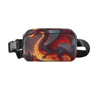 Red Flame Dragon Sac banane tendance à fermeture éclair pour femme d'affaires multifonction avec sangle réglable pour voyage, shopping, course à pied, mandiles para mujer de cocina, Dragon flamme