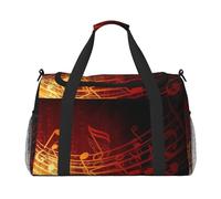 Red Flame Sac de w nd imprimé note de musique, sac de gym avec bagage à main, sac fourre-tout et sac à bandoulière pour voyage fitness