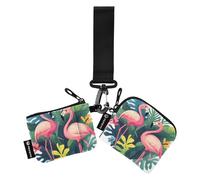 Red Flamingo Lot de 2 portefeuilles pour femme de grande capacité avec porte-clés pour usage quotidien Recto Verso