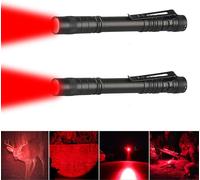 Red Flashlight Mini Red Led Flashlight With Pen Clip Waterproof Flashlight Red Flashlight 13cm For Stargazing,Night Vision (2 Pack)