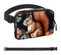 Red Flower Squirrel-1067 Sac banane pour homme et femme avec sangle réglable, sac banane tendance pour voyage, plein air, course à pied, randonnée, multicolore, multicolore, 1.5x9.0x5.9in/4x23x15cm