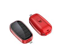 (Red For Lightning)Mini Solar Power Bank Portable Keychain Powerbank For Cell Phone 1200mAh-Good