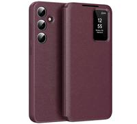 (Red)For Samsung Galaxy A56 5G Case with Card Holder Smart View Window Leather Phone Cover - Lavender Gre
