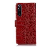 (Red) For Sony Xperia 1 V Crocodile Top Layer Cowhide Leather Phone Case