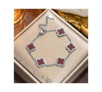 (red)Four-leaf Clover Jewelry, Titanium Steel Bracelet
