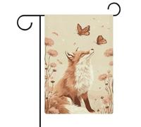 Red Fox Among Drapeau de jardin en toile de jute double face Motif fleurs sauvages Orange 30,5 x 45,7 cm