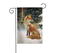 Red Fox Drapeau de jardin Motif arbres de Noël 30 x 45 cm Vertical double face Ferme Vacances Décorations extérieures Drapeau de cour