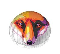 Red Fox Face Shower Cap Water Repellent Bath Hat Réutilisable Durable Elastic Polyester for Men Women 4.3x10.6 Inch