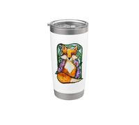 Red Fox Illustration Fleur Jardinage Foxy Gobelet isotherme en acier inoxydable double paroi