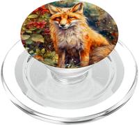 Red Fox Jardin Fleurs Peinture Pet Maman Papa PopSockets PopGrip pour MagSafe